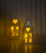Load image into Gallery viewer, White Ceramic House Tealight Holder