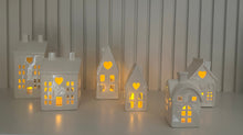Load image into Gallery viewer, White Ceramic House Tealight Holder