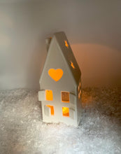 Load image into Gallery viewer, White Ceramic House Tealight Holder