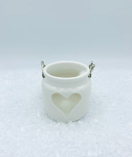 Load image into Gallery viewer, White Porcelain Heart Lantern with Rope Handle - 7cm