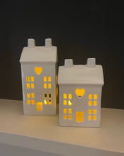 Load image into Gallery viewer, White Heart Townhouse Tealight holder