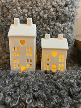Load image into Gallery viewer, White Heart Townhouse Tealight holder