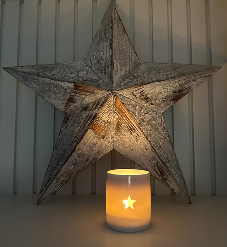 Star tealight holder - white