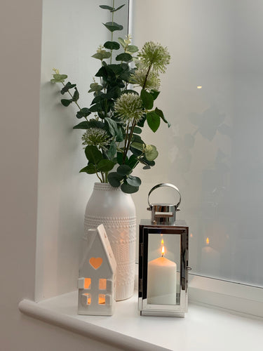 White Ceramic House Tealight Holder