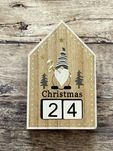 Wooden Christmas Countdown Block - House