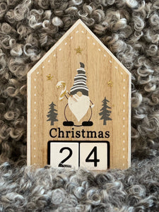 Wooden Christmas Countdown Block - House