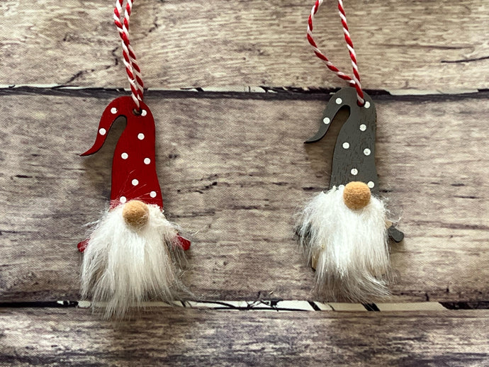 Set of 6 Wooden Hanging Gonks - Grey