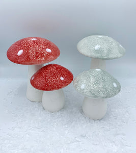 Small Red Ceramic Mushroom - 10cm