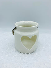Load image into Gallery viewer, White Porcelain Heart Lantern with Rope Handle -Large