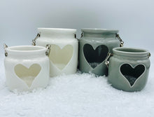 Load image into Gallery viewer, White Porcelain Heart Lantern with Rope Handle - 7cm
