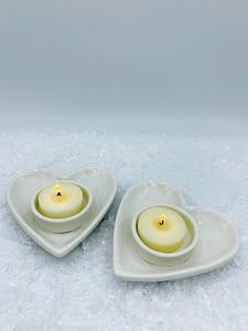 White Ceramic Heart Tealight Holder