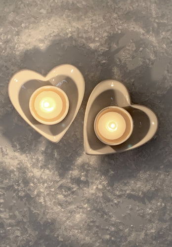 White Ceramic Heart Tealight Holder