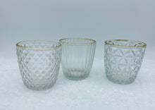 Load image into Gallery viewer, Clear Ridge Glass Tealight Holder - Set of 3