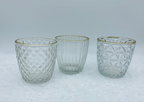Clear Ridge Glass Tealight Holder - Set of 3