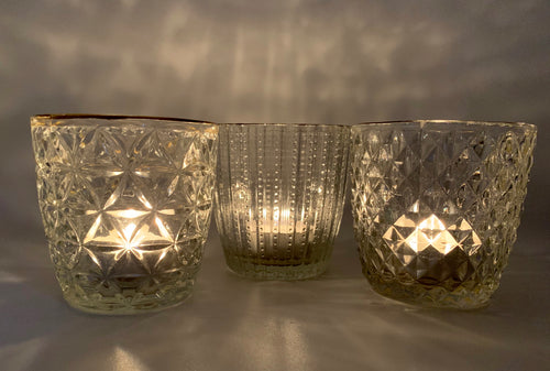 Clear Ridge Glass Tealight Holder - Set of 3