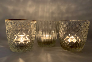 Clear Ridge Glass Tealight Holder - Set of 3