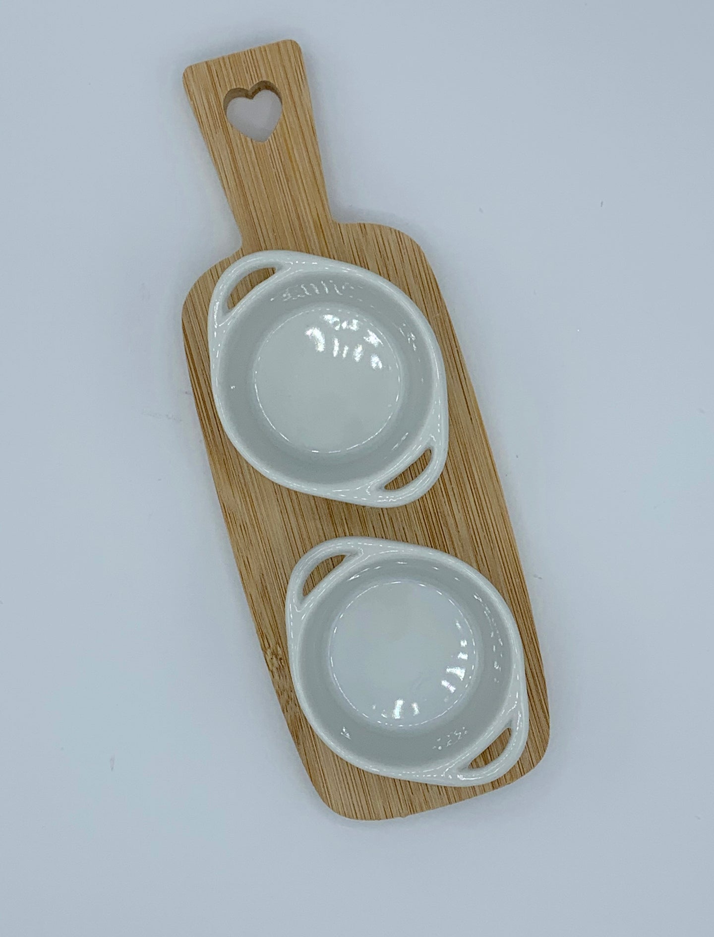 Double Dip Dishes on Bamboo Tray - 2 styles