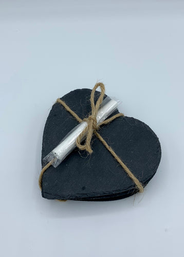 Set of 4 slate Heart Coasters