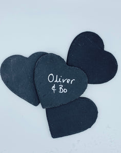 Set of 4 slate Heart Coasters