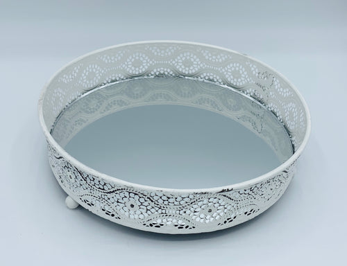 Shabby Chic Mirror Candle Plates - Set of 3