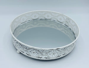 Shabby Chic Mirror Candle Plates - Set of 3
