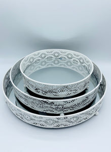 Shabby Chic Mirror Candle Plates - Set of 3