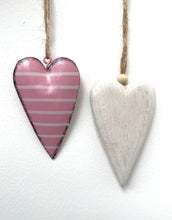 Load image into Gallery viewer, White Wooden Heart and Pink Metal Heart Pair