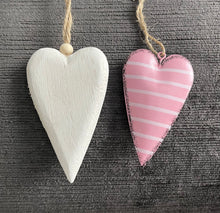Load image into Gallery viewer, White Wooden Heart and Pink Metal Heart Pair