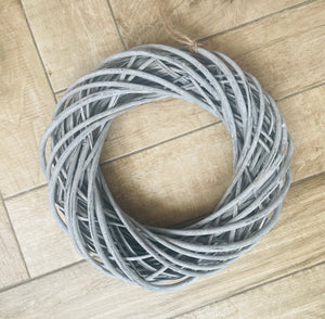 Woven wicker wreath - Greywashed 40cm