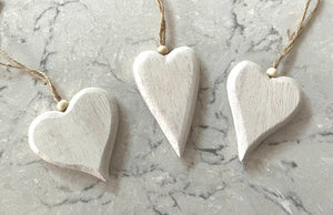 White Wooden Heart and Pink Metal Heart Pair