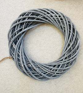 Woven wicker wreath - Greywashed 40cm