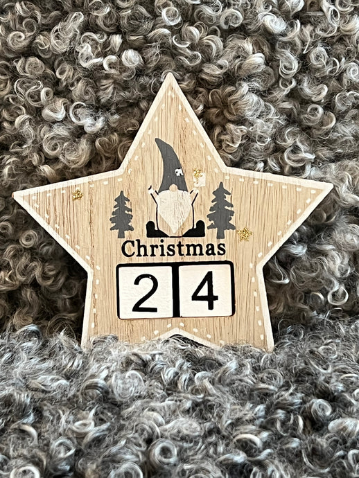 Wooden Christmas Countdown Block - Star